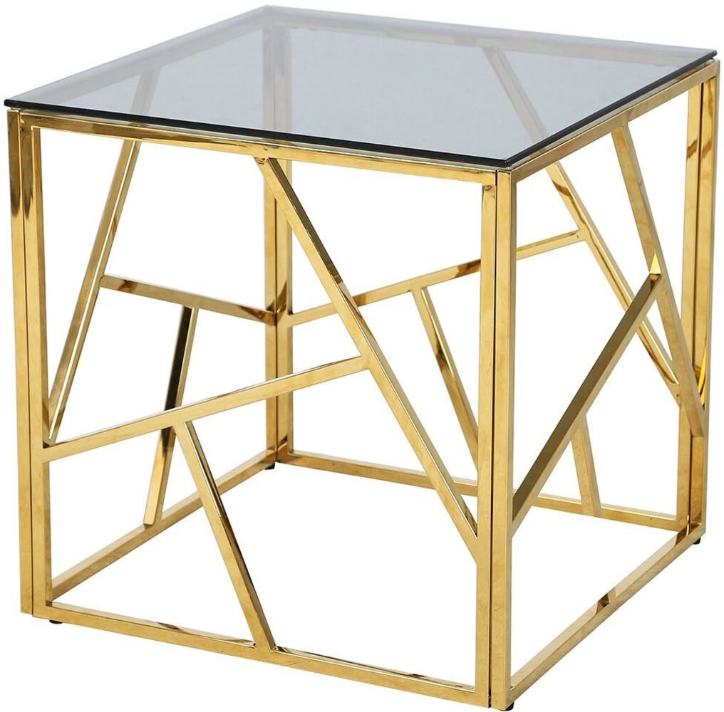 Beistelltisch 55 x 55 cm aus Glas mit Goldenem Designgestell Bild 1