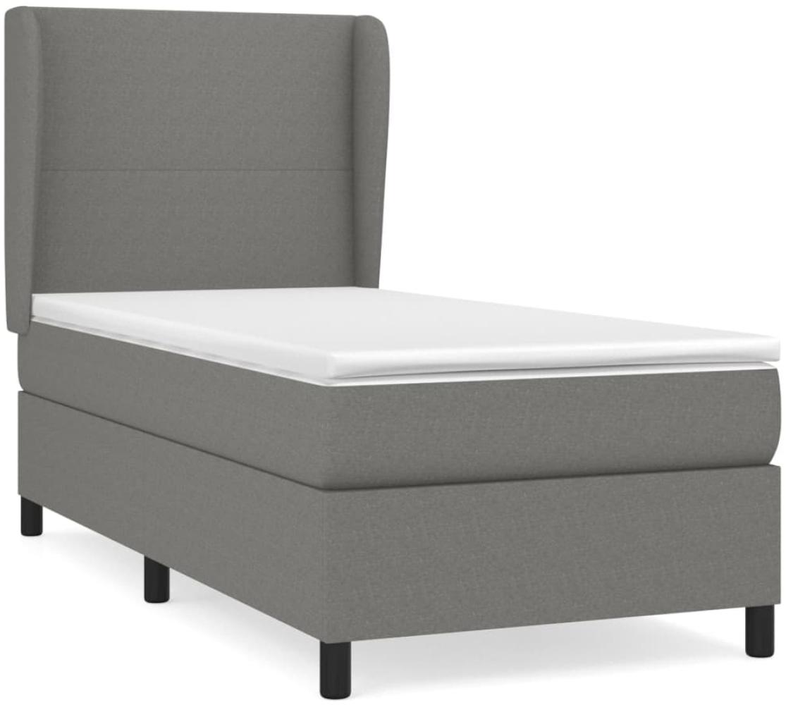 vidaXL Boxspringbett mit Matratze Dunkelgrau 100x200 cm Stoff 3127782 Bild 1
