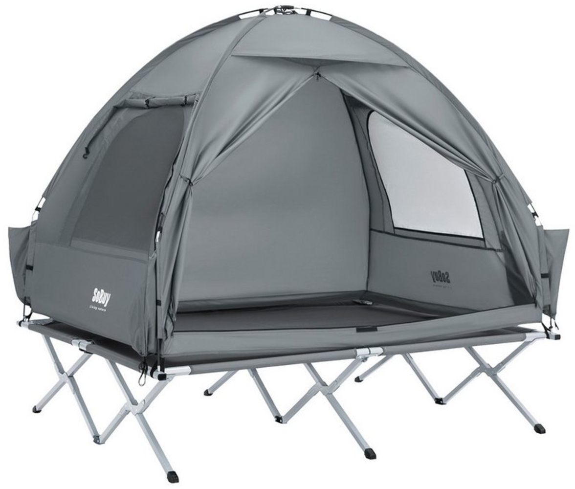 SoBuy Feldbett OGS32 Feldbett mit Zelt 1/2 Personen 7in1 Wurfzelt mit Luftpumpe,Campingzelt Bild 1