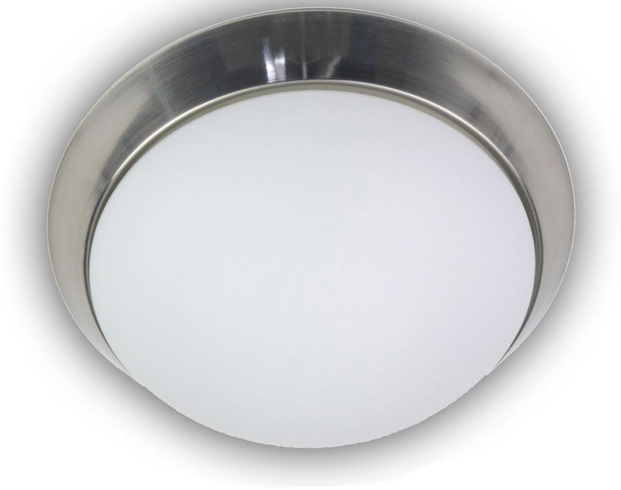 LED-Deckenleuchte rund, Opalglas matt, Dekorring Nickel matt, Ø 50cm Bild 1