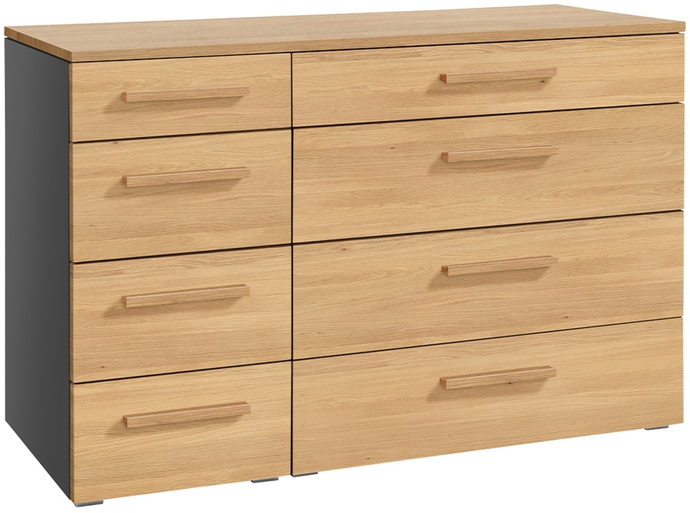 Hasena Kommode Cassino anthrazit Eiche bright, geölt teilmontiert Bild 1