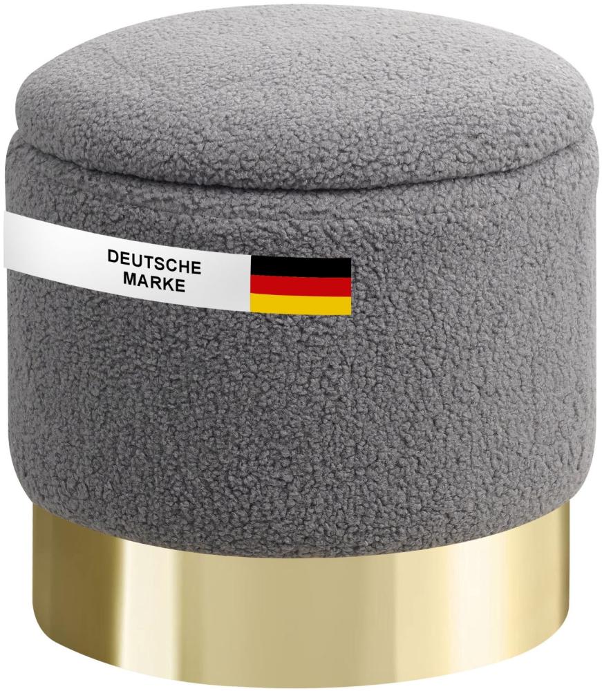 Albatros Hocker mit Stauraum Nizza Sitzhocker mit Stauraum, Modernes Design, Edler Sherpa-Bezug Sitztruhe Sitzbank mit Stauraum  optimal als Fußhocker Hocker Schminktisch, Grau Bild 1