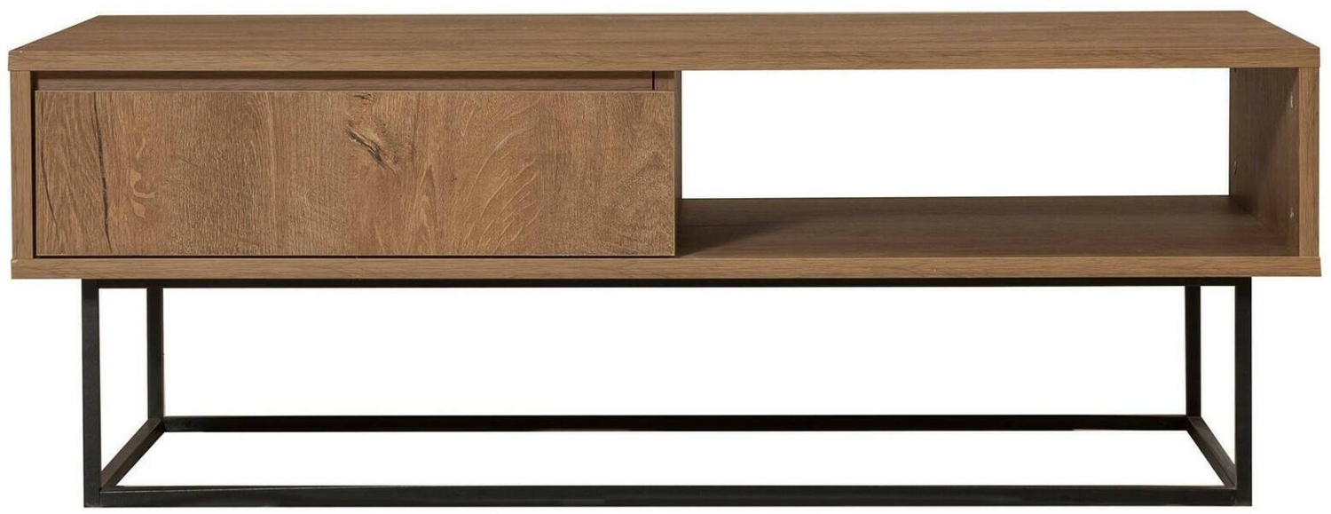Dmora Wohnzimmertisch Bard, Niedriger Wohnzimmertisch, Kaffeeregal, Couchtisch für Sofa, 120x60h43 cm, Walnuss und Schwarz Bild 1