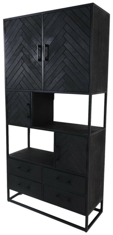 Regal / Schrank Verona - 100 x 40 x 200 - Schwarz - Mangoholz / Eisen von HSM Bild 1