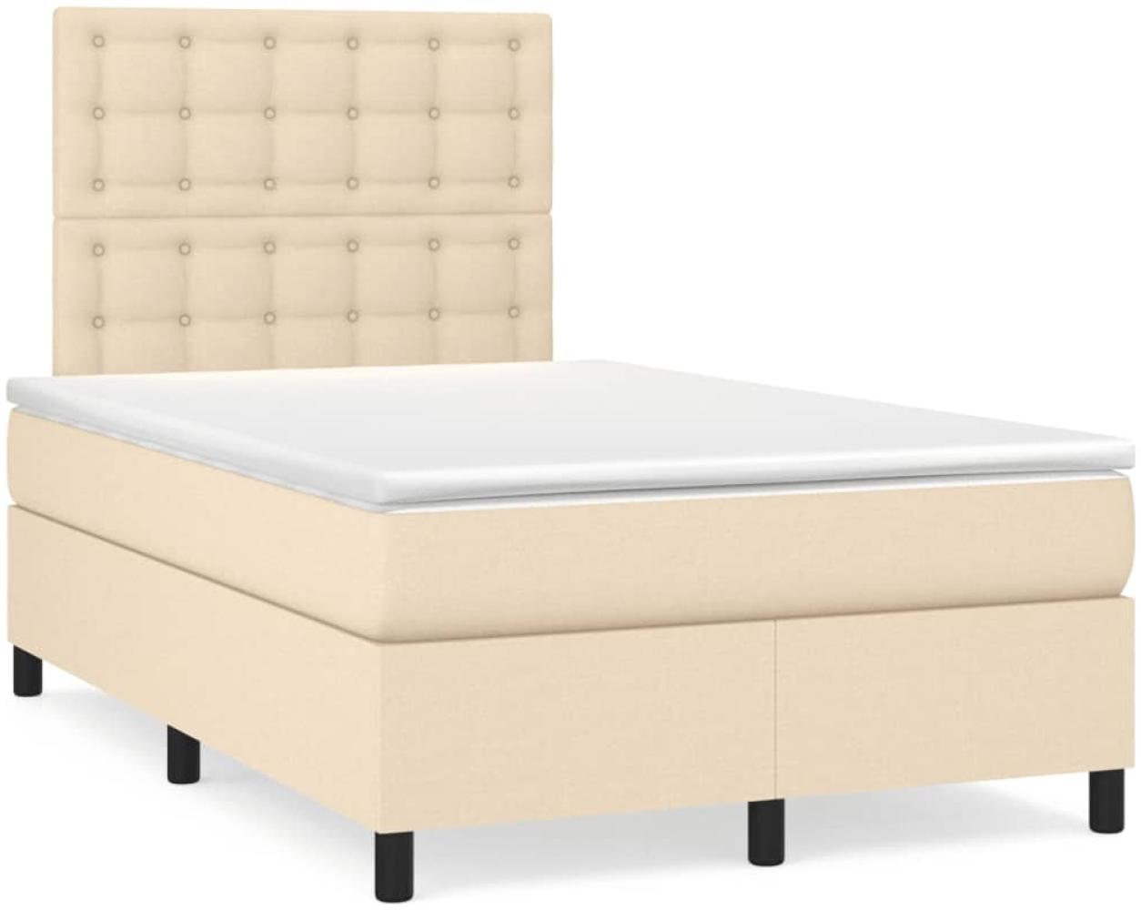 vidaXL Boxspringbett mit Matratze & LED Creme 120x190 cm Stoff 3270230 Bild 1