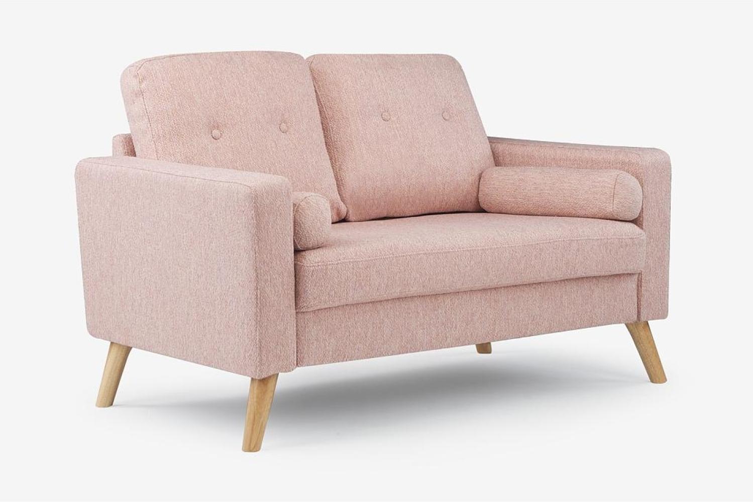 2-Sitzer-Sofa TATUM - Stoff mit Wolle-Optik - Rosa Bild 1