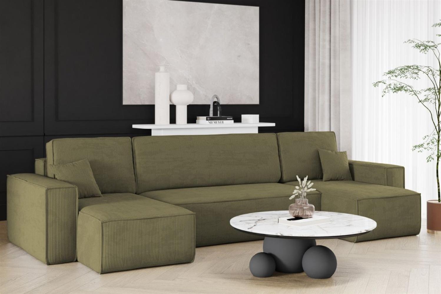 Wohnlandschaft Schlafsofa Sofa MARIS Stoff Poso Olivgrün Bild 1