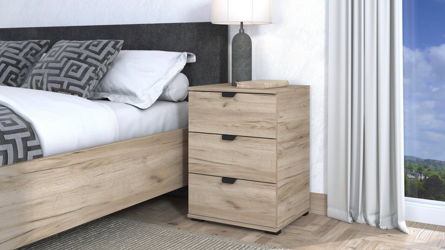 INOSIGN Nachtkommode Duero, mit 3 Schubkästen, Breite 45 cm Bild 1