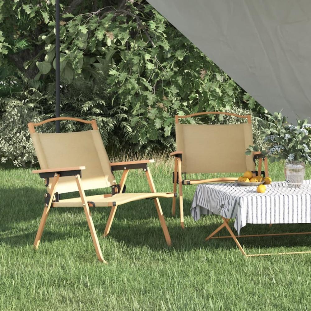 vidaXL Campingstühle 2 Stk. Beige 54x43x59 cm Oxford-Gewebe 319481 Bild 1