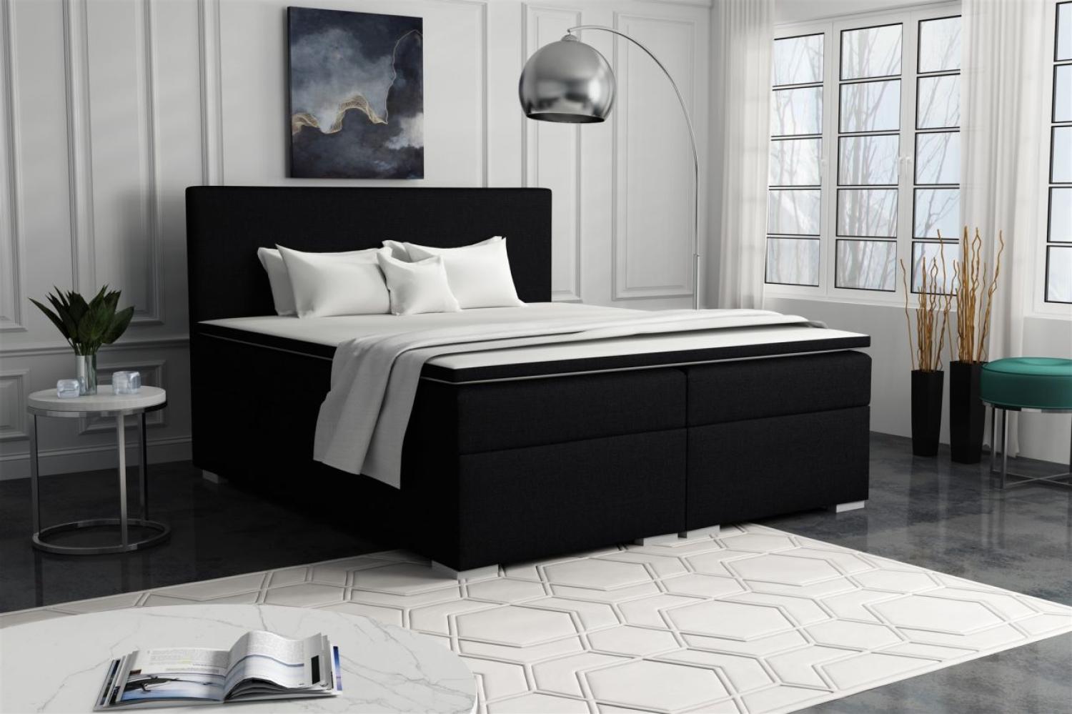 Boxspringbett Schlafzimmerbett SOREL 140x200cm Stoff Inari Schwarz Bild 1