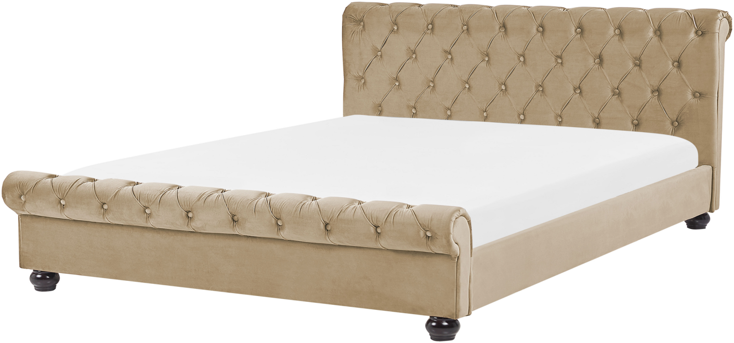 Wasserbett Samtstoff beige 160 x 200 cm AVALLON Bild 1