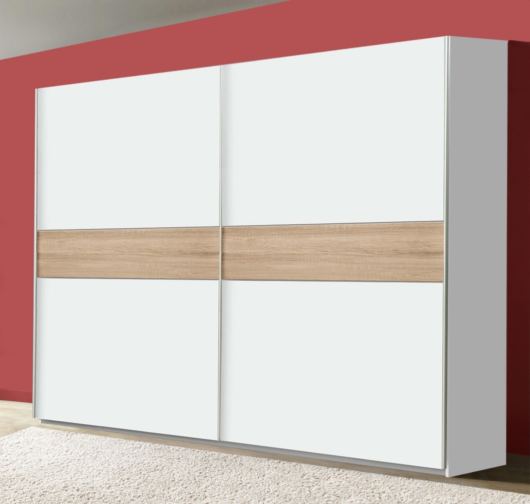 Schwebetürenschrank Kleiderschrank weiß / sonoma eiche 270cm Bild 1