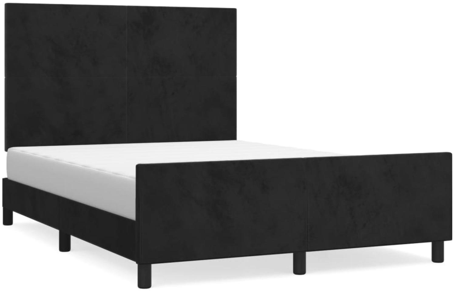 Bettgestell mit Kopfteil Samt Schwarz 140x200 cm Bild 1