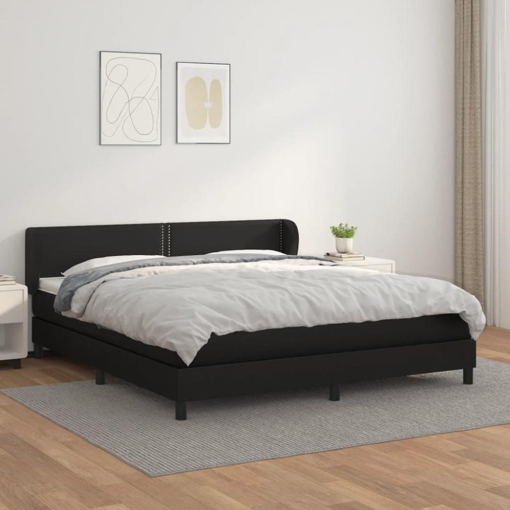 vidaXL Boxspringbett mit Matratze Schwarz 160x200 cm Kunstleder Bild 1