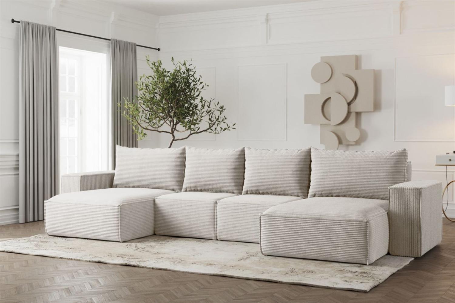 Wohnlandschaft U-Form Sofa ESTELLE in Stoff Poso Creme Bild 1