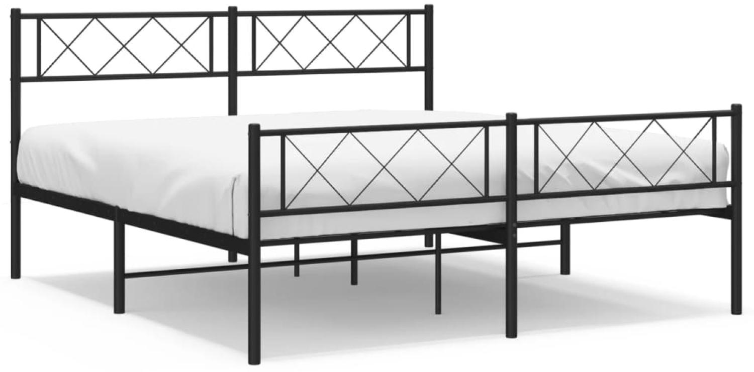 vidaXL Bettgestell mit Kopf- und Fußteil, Metall, Schwarz, 120x190 cm Bild 1