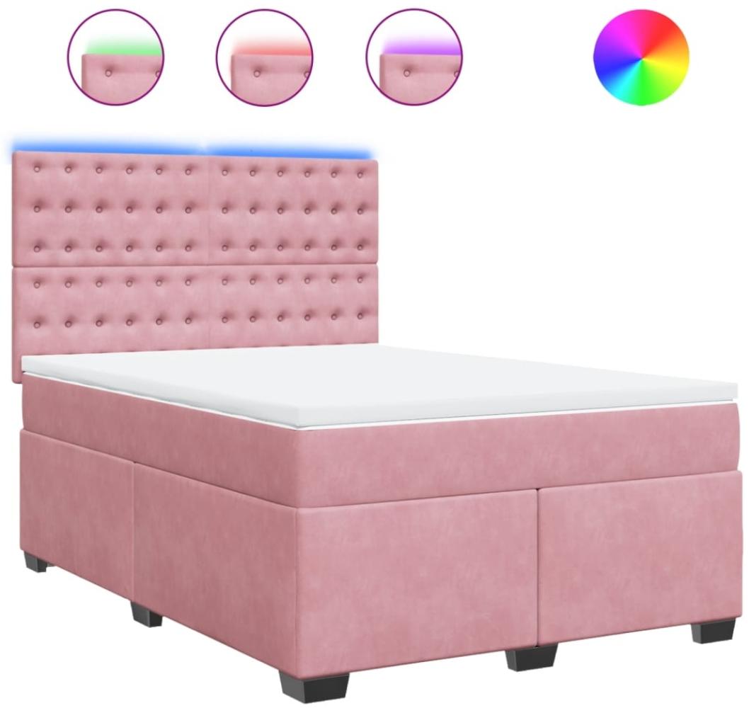 vidaXL Boxspringbett mit Matratze Rosa 140x190 cm Samt 3293223 Bild 1