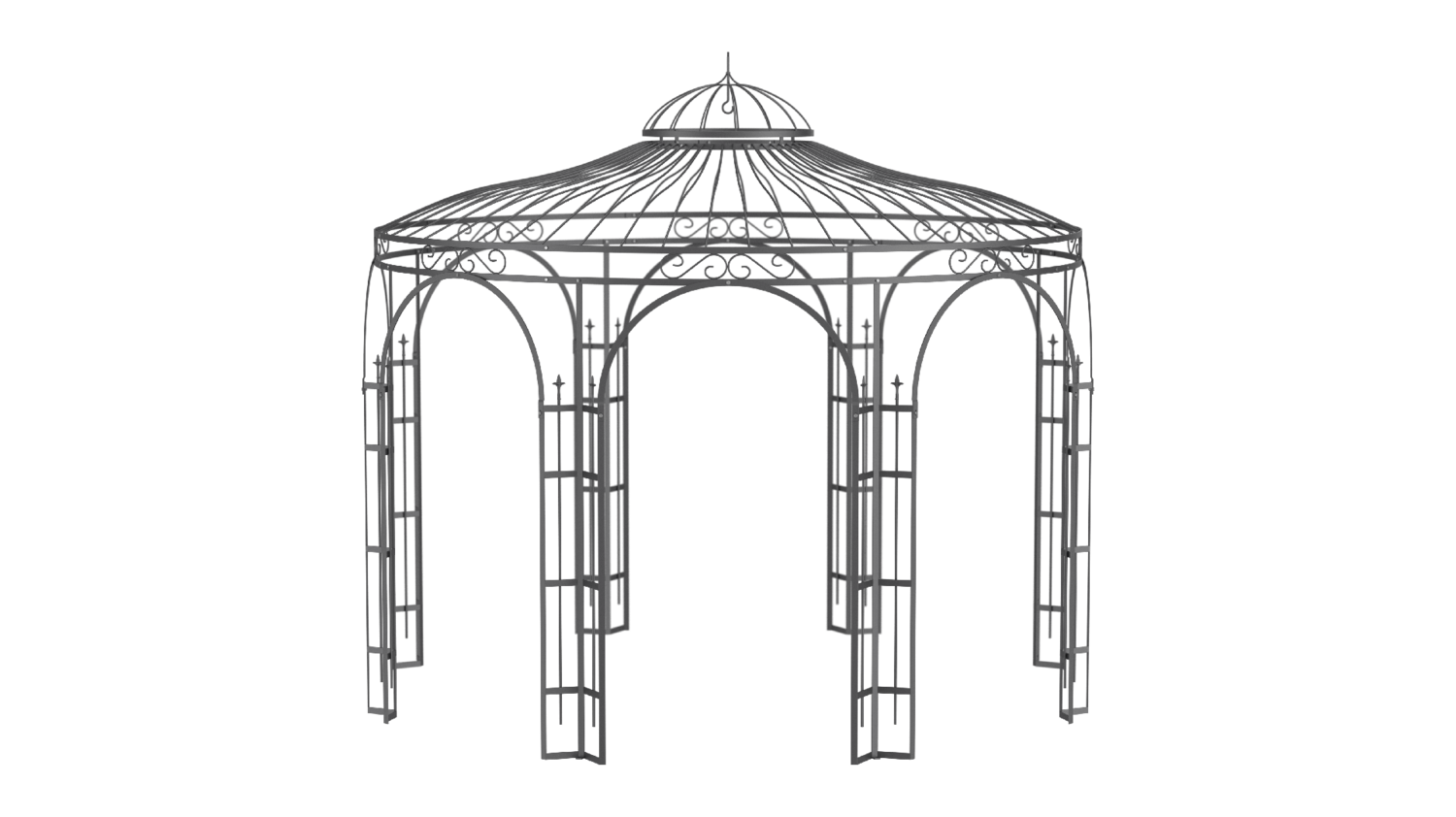 ELEO Pavillon rund Florenz Ø 3,7 m pulverbeschichtet anthrazit Bild 1