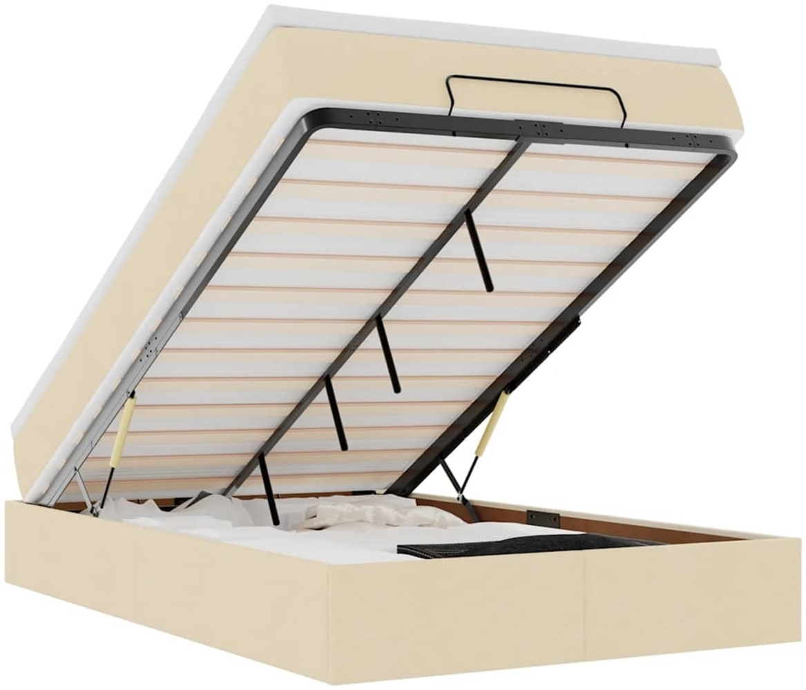 vidaXL Ottoman-Bett mit Matratze Creme 120x200 cm Stoff 3311104 Bild 1
