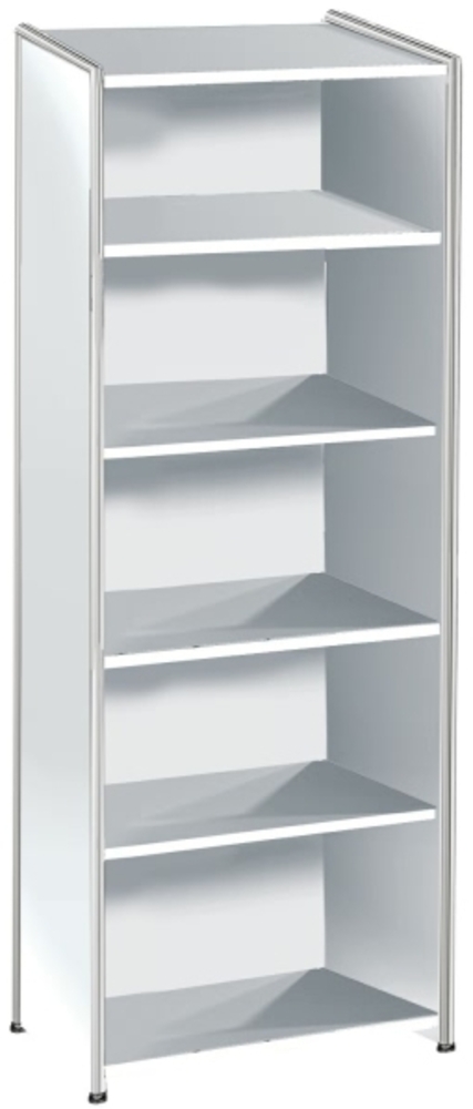 Kekrmann Büroschrank Regal Artline 5 OH 80x38x185 cm Chrom weiß-keine Schublade-keine Vorbautüren-keine Vorbautüren Bild 1