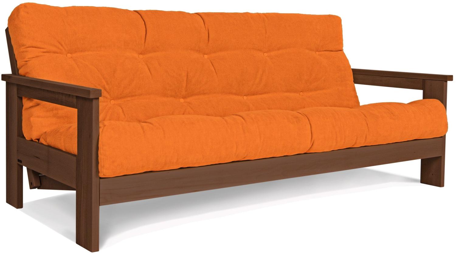 Marior HOME 'MEXICO' Klappsofa, Buchenholz, Walnussfarbe, Orange Bild 1