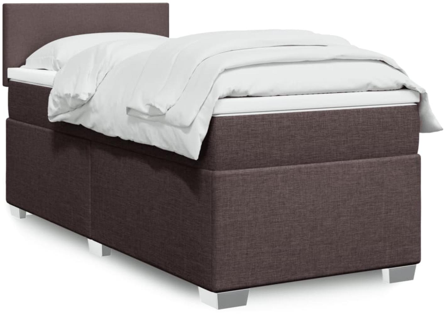 vidaXL Boxspringbett mit Matratze Dunkelbraun 90x190 cm Stoff 3288039 Bild 1