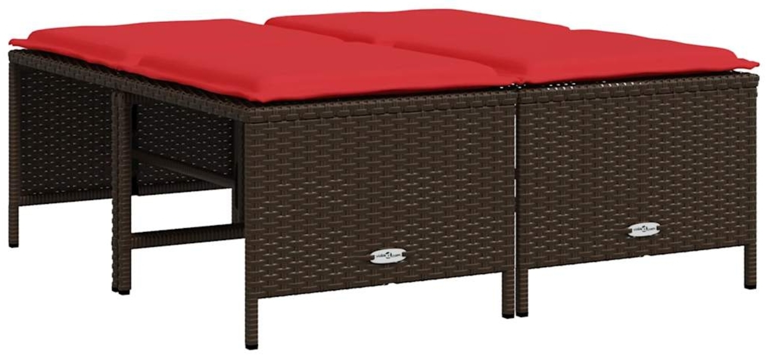 vidaXL Gartenhocker mit Kissen 4 Stk. Braun Poly Rattan 368368 Bild 1