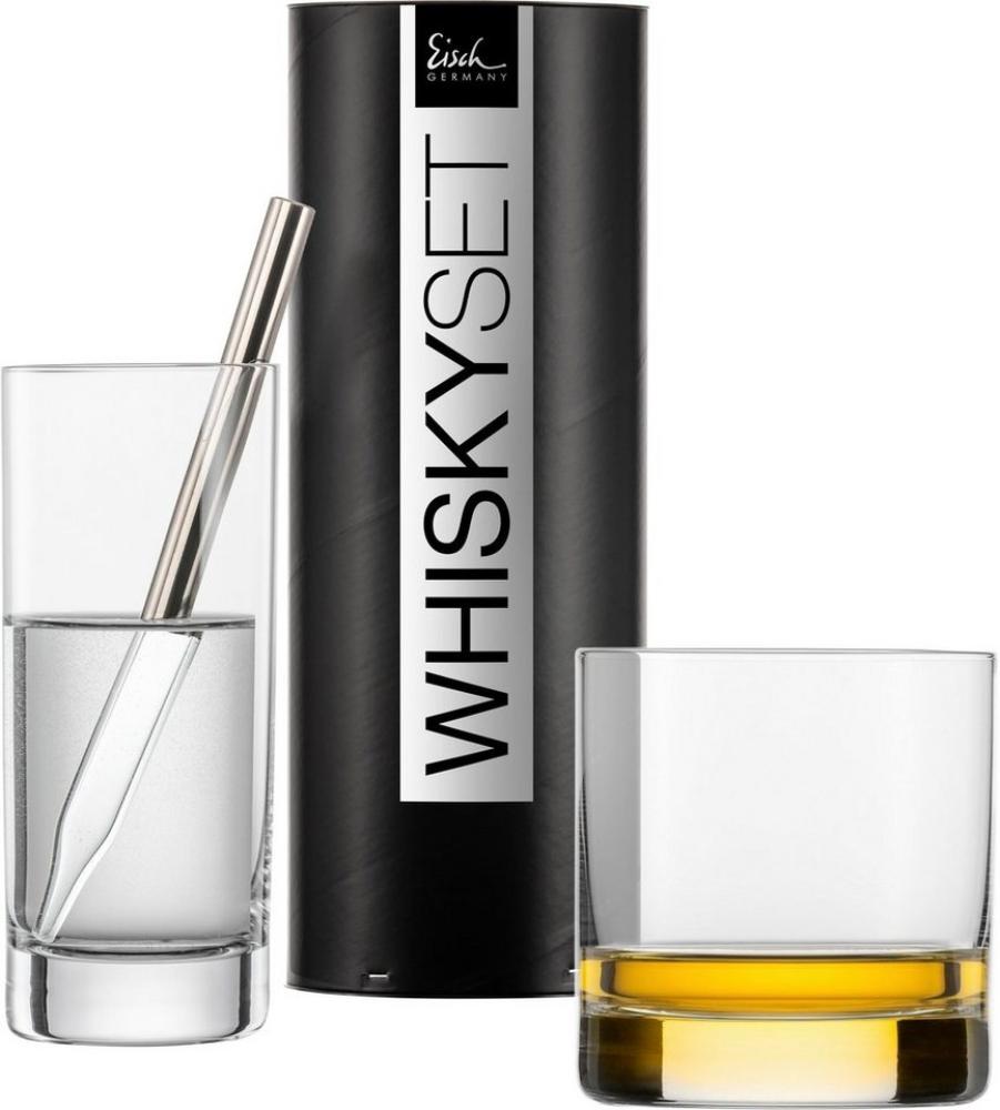 Eisch Whisky Set Gentleman 3-tlg, Whiskyglas, Wasserglas, Pipette, Kristallglas, Platin, 86590004 Bild 1