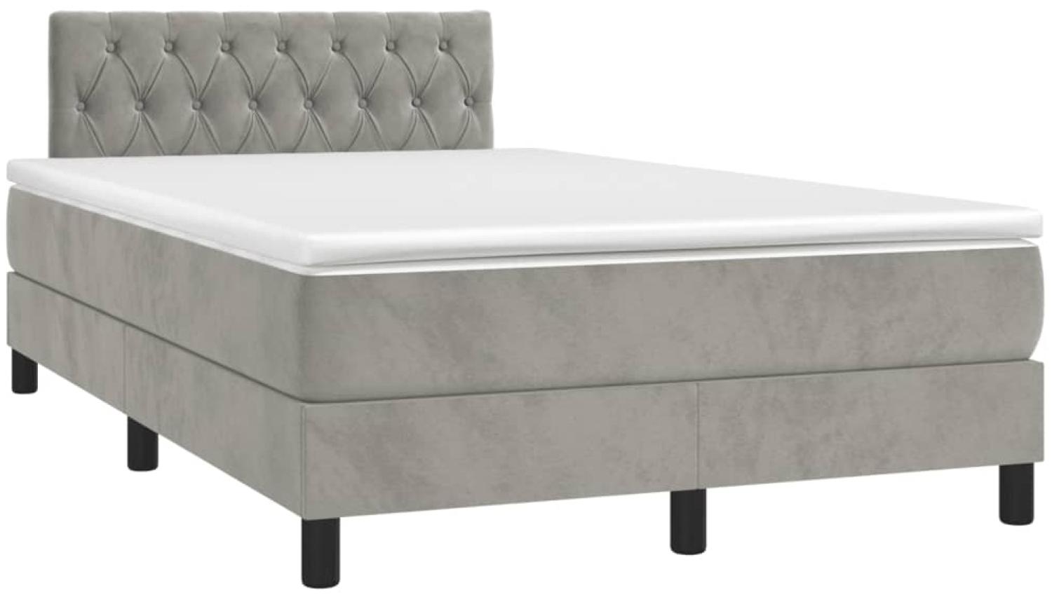 vidaXL Boxspringbett mit Matratze Hellgrau 120x190 cm Samt 3269855 Bild 1
