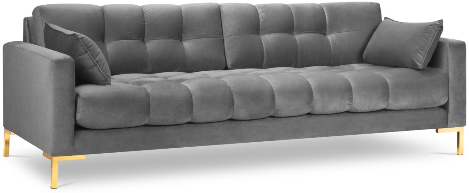 Micadoni 4-Sitzer Samtstoff Sofa Mamaia | Bezug Light Grey | Beinfarbe Gold Metal Bild 1