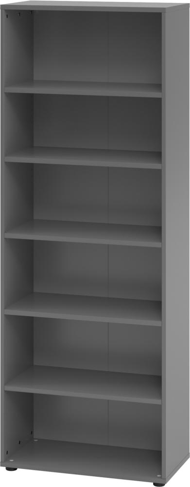 bümö Regal graphit, Standregal aus Holz für 6 Ordnerhöhen - Bücherregal 80 cm breit, Aktenregal für Ordner & Bücher, Büroregal, Holzregal, Ordnerregal, Aufbewahrungsregal, Buchregal, 968RE-G Bild 1