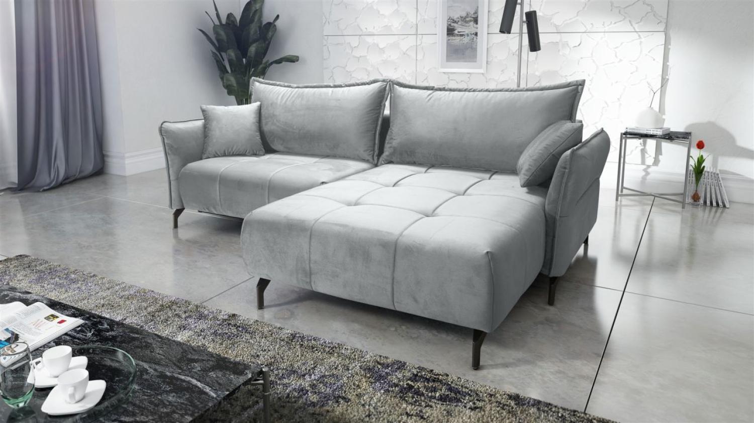 Ecksofa Schlafsofa Sofa VICTORIA Stoff Element Hellgrau Ottomane Rechts Bild 1