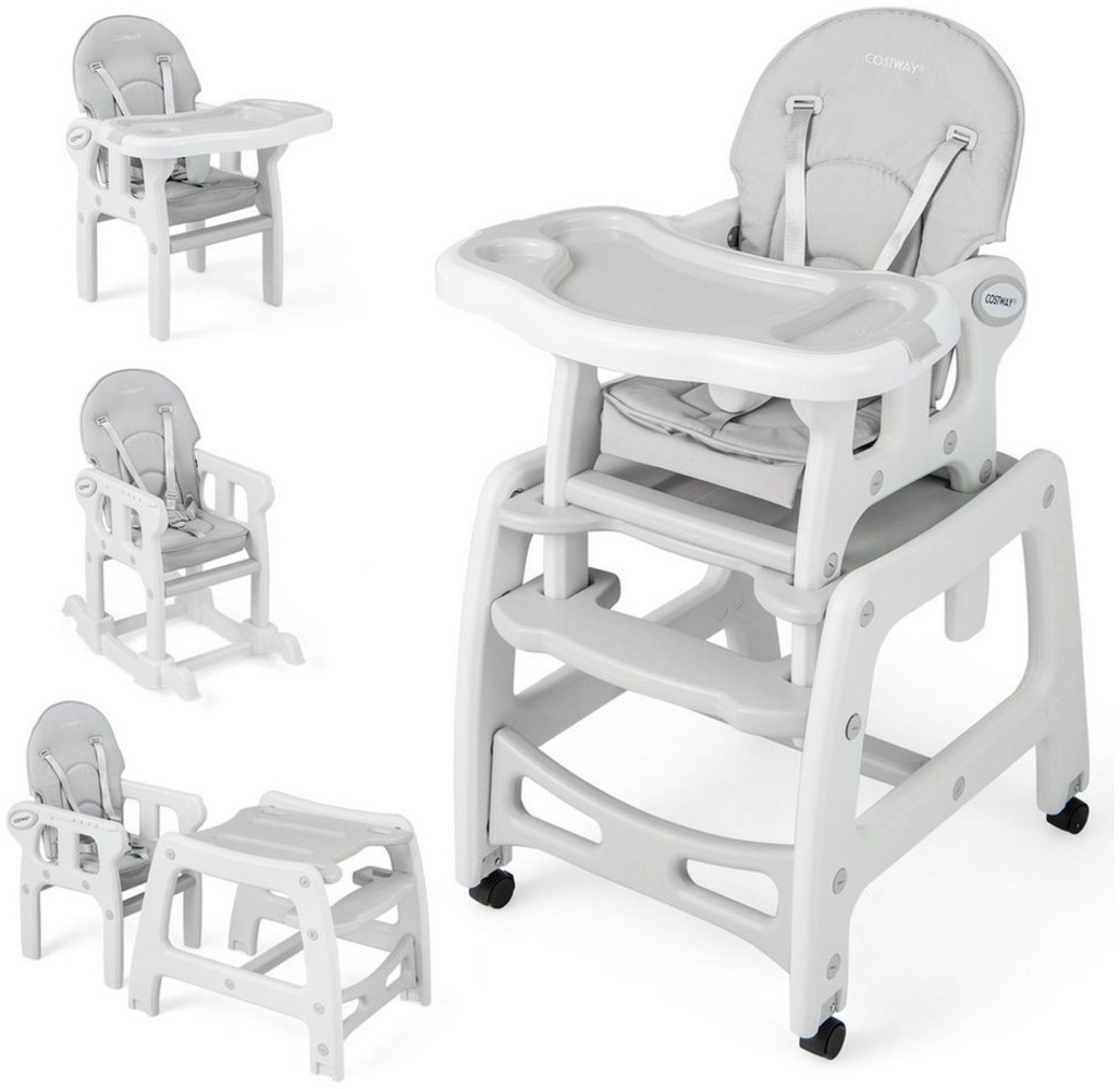 COSTWAY Hochstuhl 3 in 1 Babystuhl, wandelbar, einstellbarer Winkel, abnehmbar Bild 1