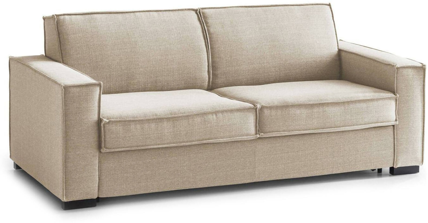 Dmora 3-Sitzer festes Sofa Diopside, Wohnzimmersofa aus Stoff, Standardarmlehnen, 100 % Made in Italy, cm 220x95h90, Beige Bild 1