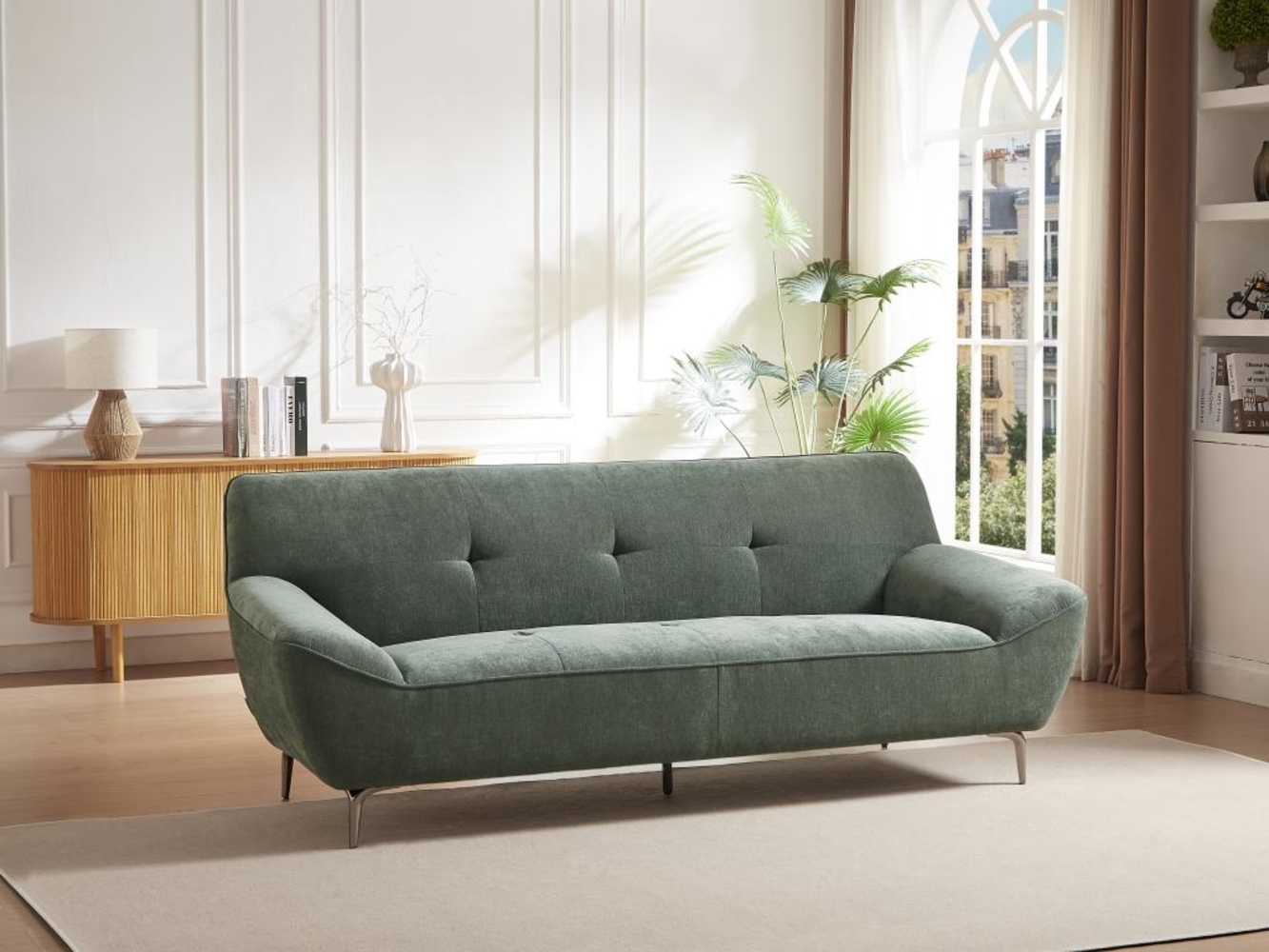 Vente-unique - Sofa 3-Sitzer - Stoff - Grün - PAVULIA Bild 1