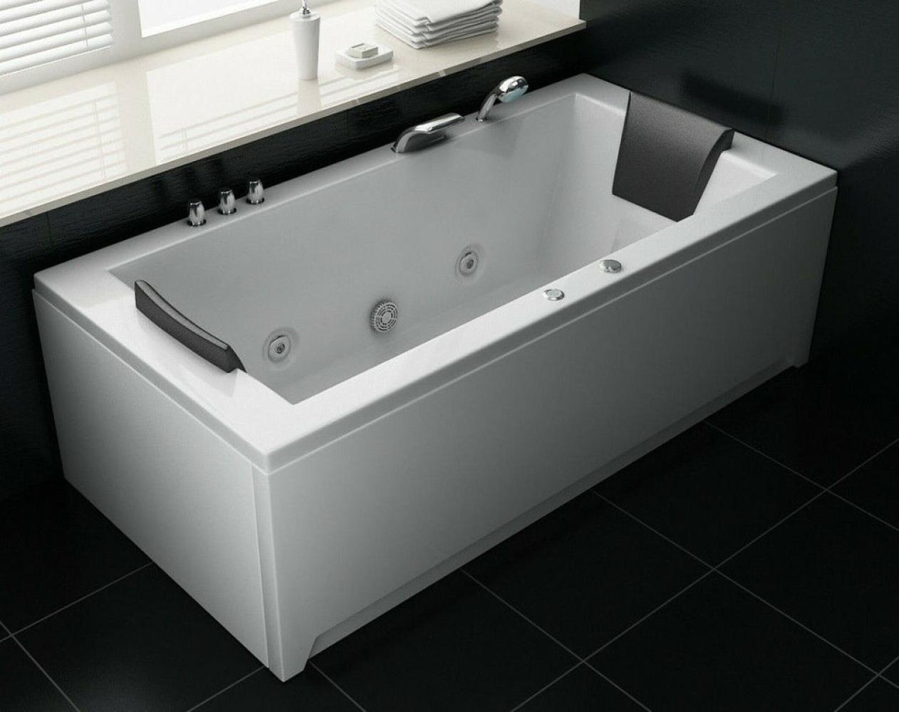 Luxus LED Whirlpool Badewanne SET 182x90cm +Armaturen+Hydrojet +Wasserfall 2024 e Bild 1