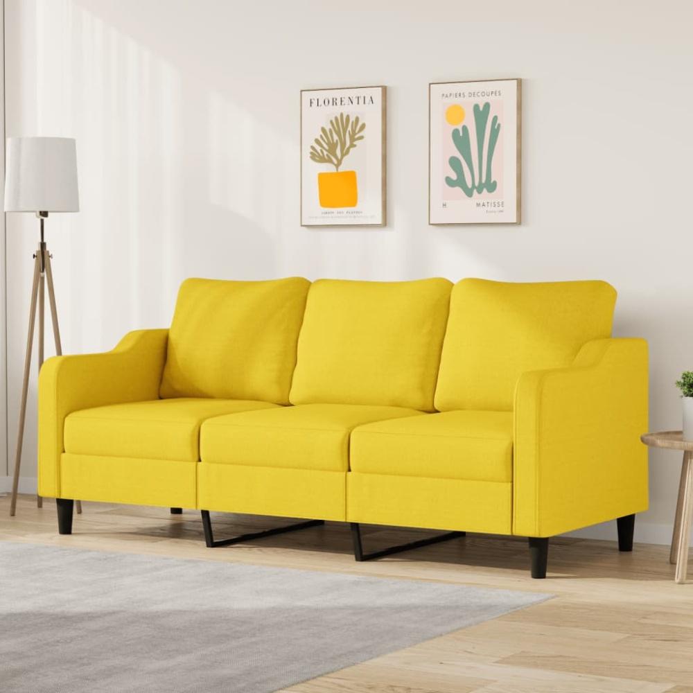 vidaXL 3-Sitzer-Sofa Hellgelb 180 cm Stoff Bild 1