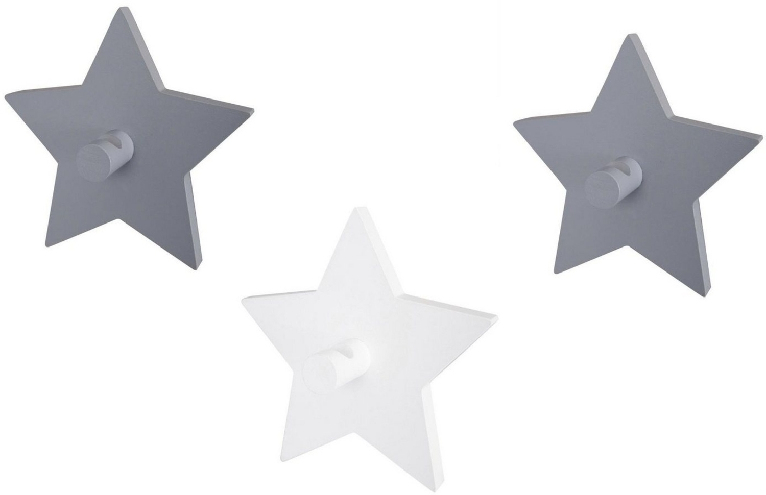 roba Wandhaken 'Little Stars' - Sterne Motiv - Wandgardarobe & Deko für Kinderzimmer - Grau / Weiß Bild 1