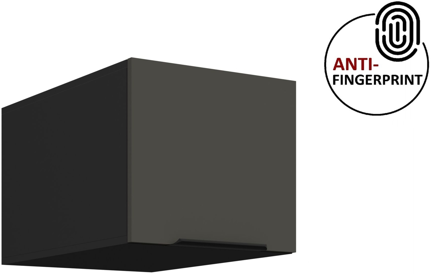 Küchen Aufsatzschrank 40 cm ARIA Graphite ultra matt + Schwarz matt, hochwertige Fronten mit Anti Fingerprint Beschichtung Küchenzeile Küchenblock Bild 1