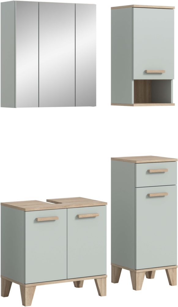 Badkombination (B/H/T: 109x190x34 cm) in hellgrün Bild 1