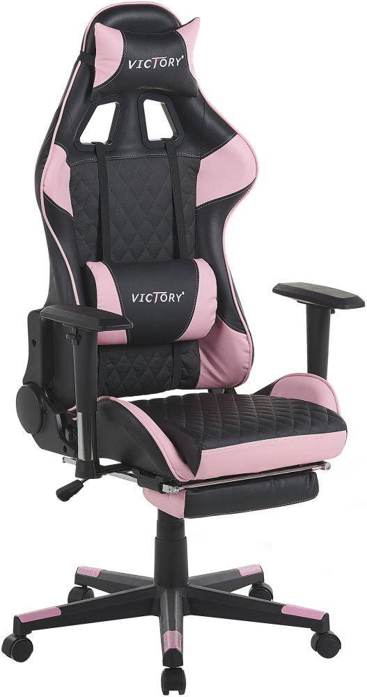 Gaming Stuhl Kunstleder Rosa VICTORY Bild 1