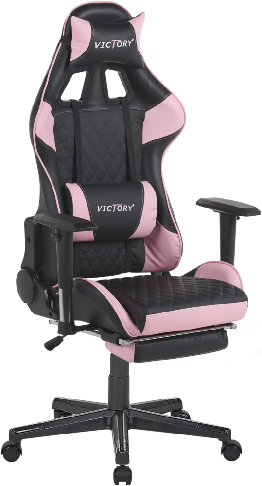 Gaming Stuhl Kunstleder Rosa VICTORY Bild 1