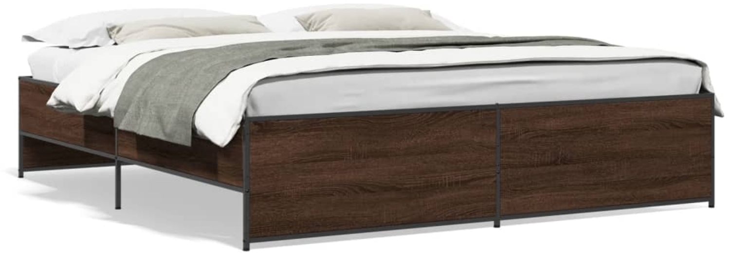 vidaXL Bettgestell Braun Eichen-Optik 180x200 cm Holzwerkstoff Metall 3279876 Bild 1