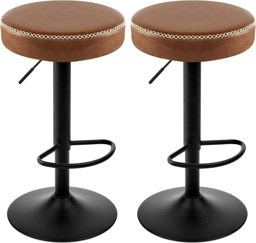 EUGAD Barhocker (2 St), drehbar, höhenverstellbar, Metallgesetll, Vintage-Kunstleder Bild 1
