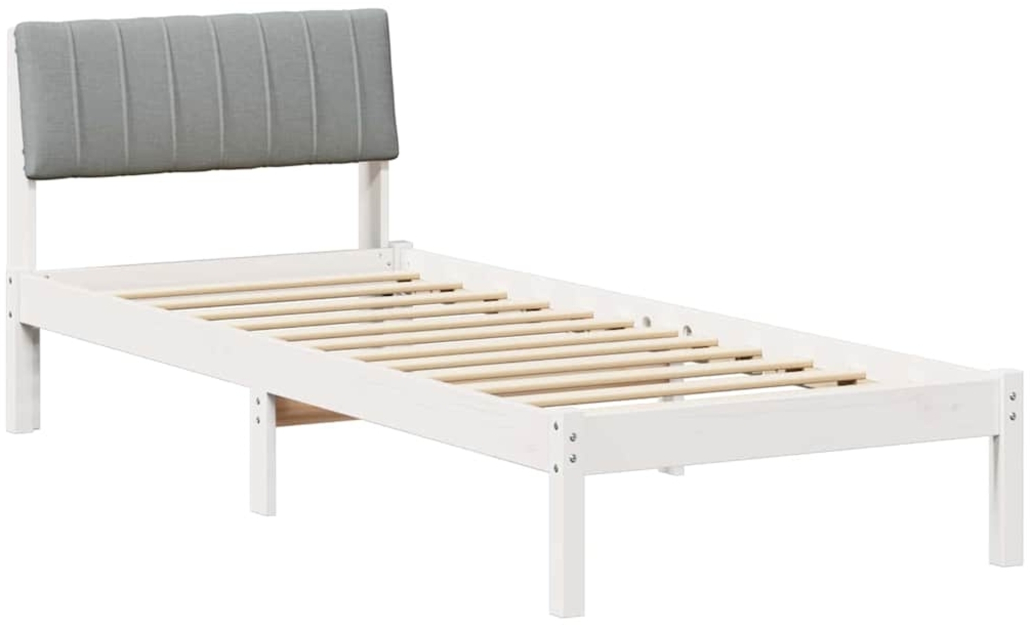 vidaXL Bettgestell Weiß und Hellgrau 80 x 200 cm Massivholz Kiefer 878713 Bild 1