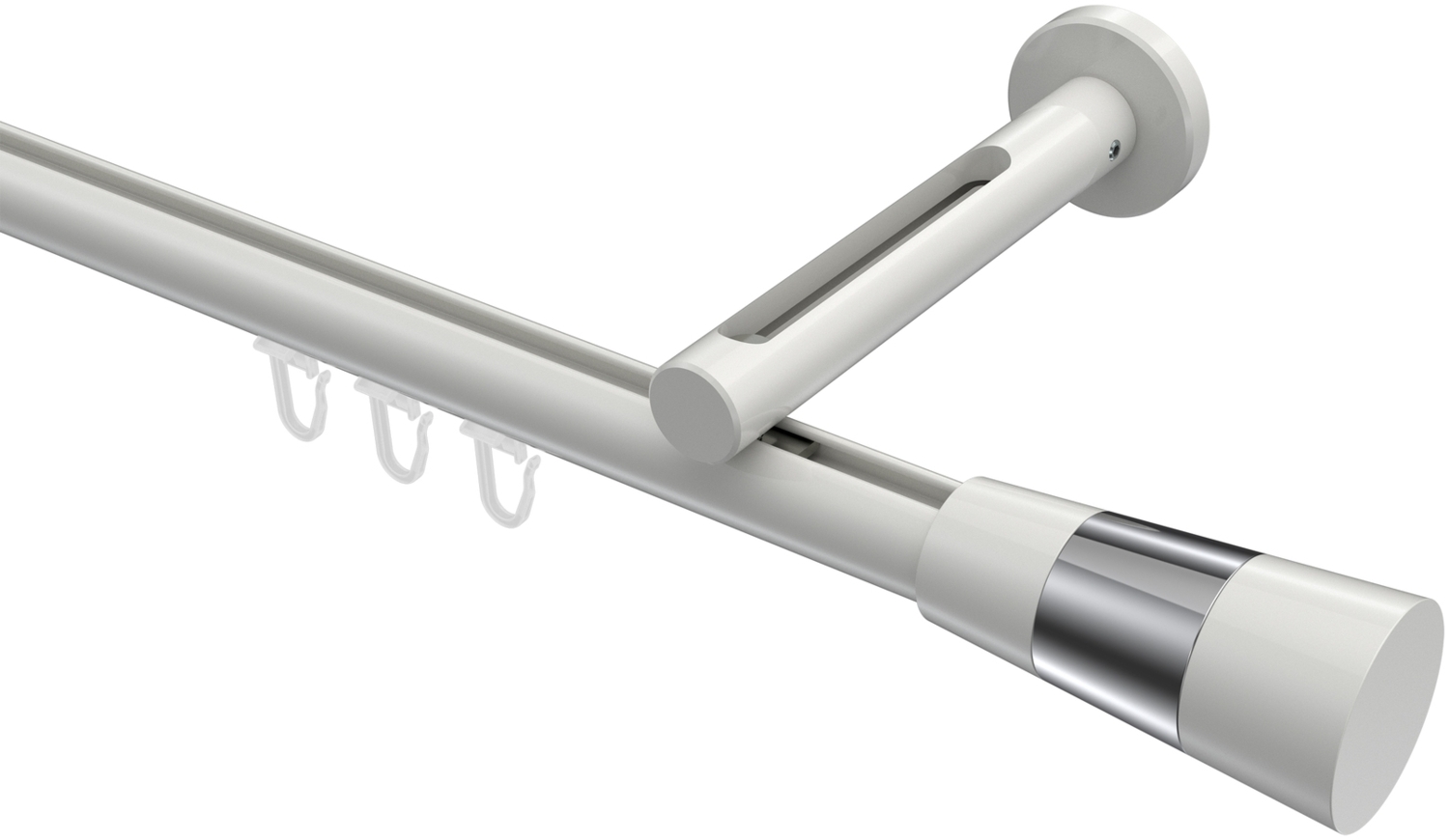 Innenlauf-Gardinenstangen-Set Siteno Tanara 540 cm (geteilt in 3 x 180 cm), 1-läufig, 20 mm Ø Weiß Bild 1