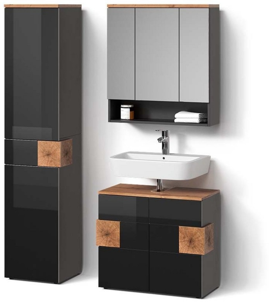 Livinity® Badmöbel-Set Tanaro, Anthrazit/Artisan-Eiche, 3 Teile, mit Hochschrank Bild 1