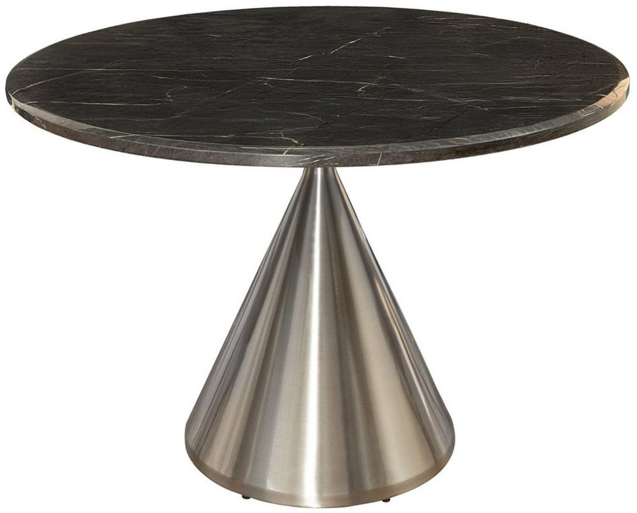 riess-ambiente Esstisch ELEGANCIA Ø130cm Marmor schwarz – rund, chromfarbener Säulenfuß (Einzelartikel, 1-St), gebürstetes Stahlgestell, kompakter Küchentisch, Platz für 4 Personen Bild 1