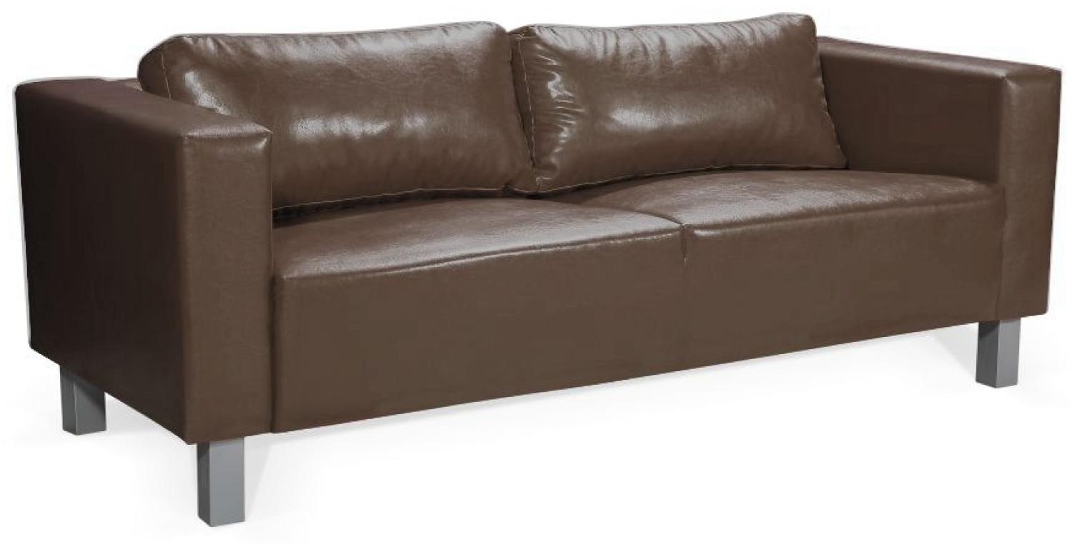 Sofa Designersofa MAILAND 3-Sitzer in Kunstleder Braun Bild 1