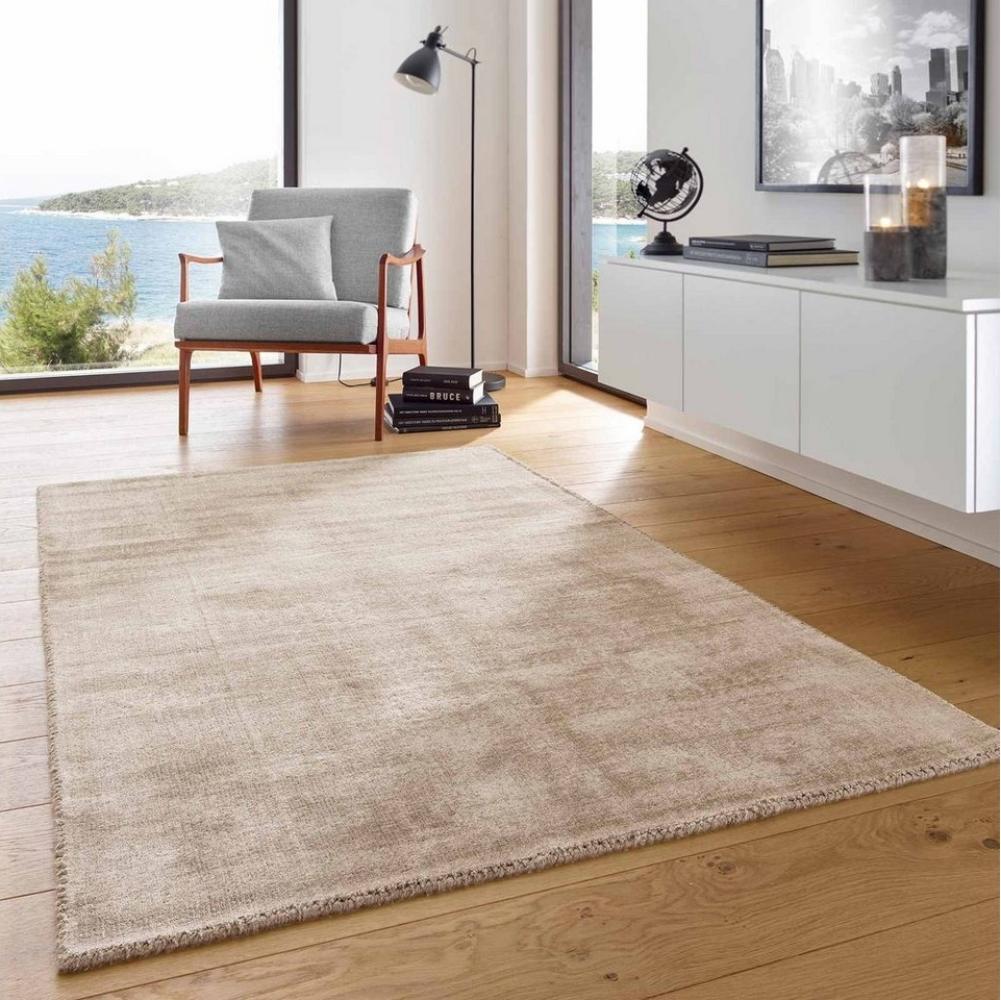 TaraCarpet Teppich TaraCarpet Vanessa strapazierfähiger Viscoseteppich Handarbeit, rechteckig, Höhe: 15 mm, Kurzflor glänzend beige Wohnzimmer Schlafzimmer Esszimmer 080X150 cm Bild 1